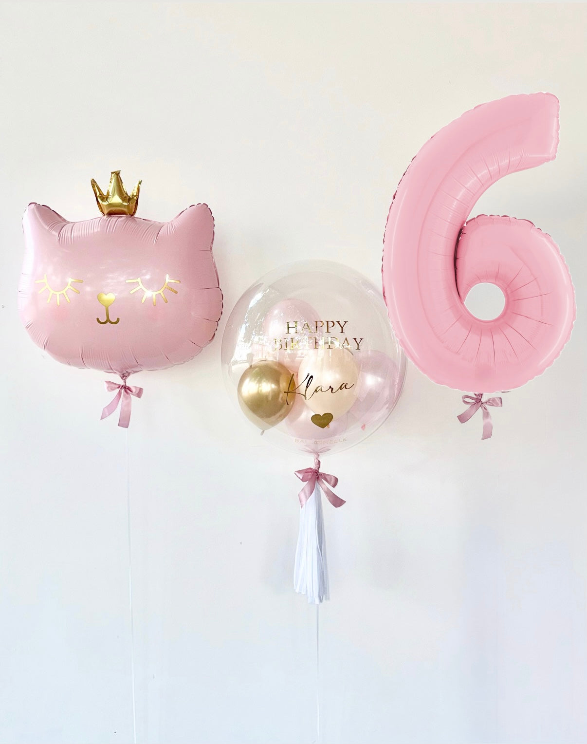 Cat Princess Ballon-Set Rosa zum Geburtstag (3-teilig) heliumgefüllt