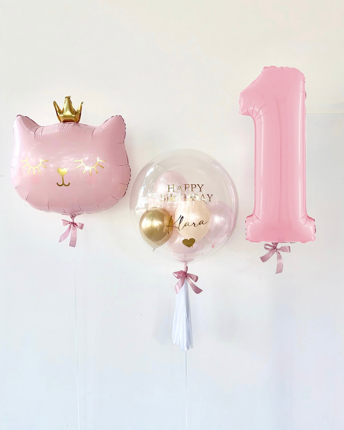 Cat Princess Ballon-Set Rosa zum Geburtstag (3-teilig) heliumgefüllt
