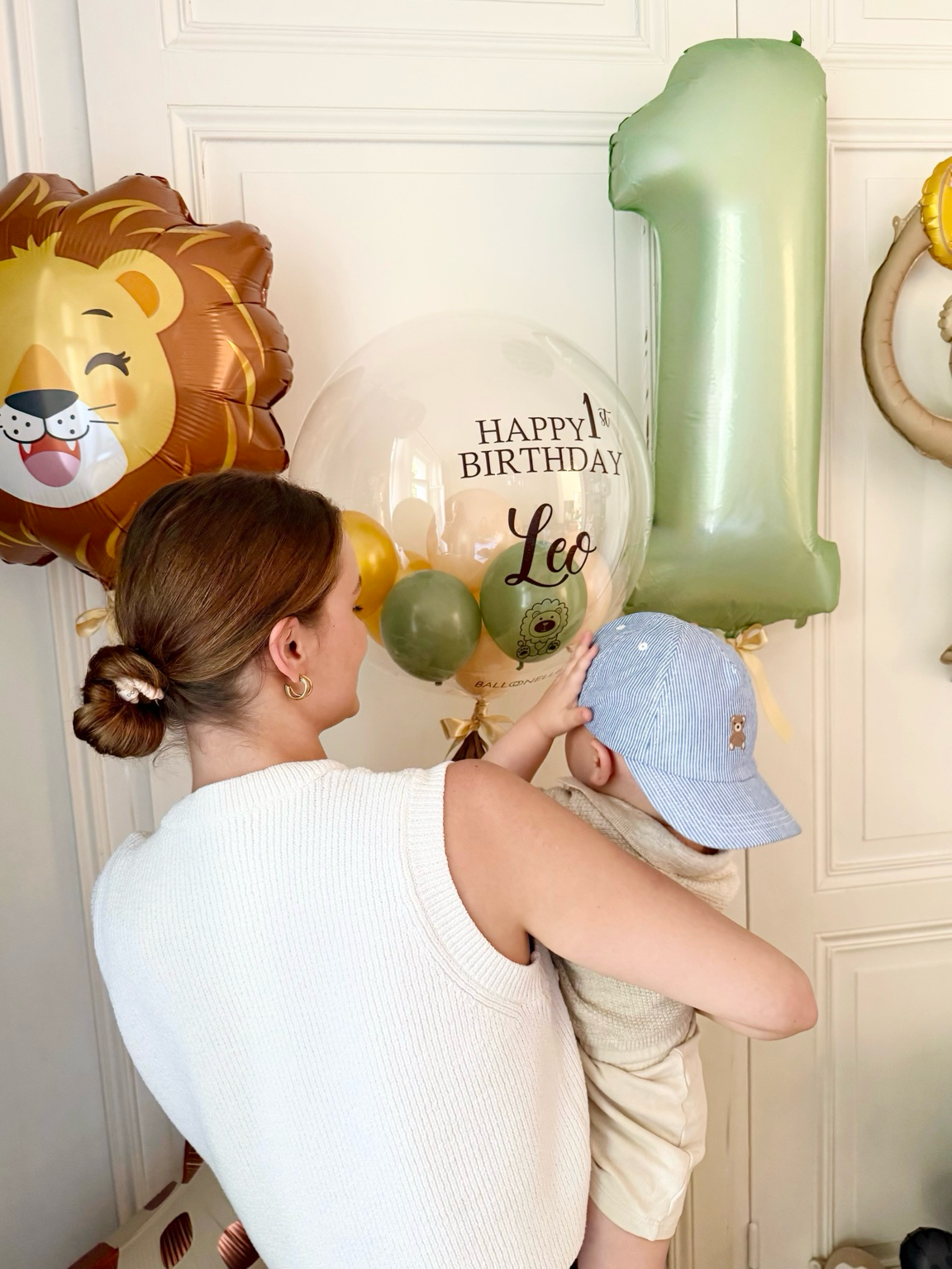 Ballon-Set Dschungel Safari Löwe zum ersten Geburtstag (3-teilig) heliumgefüllt