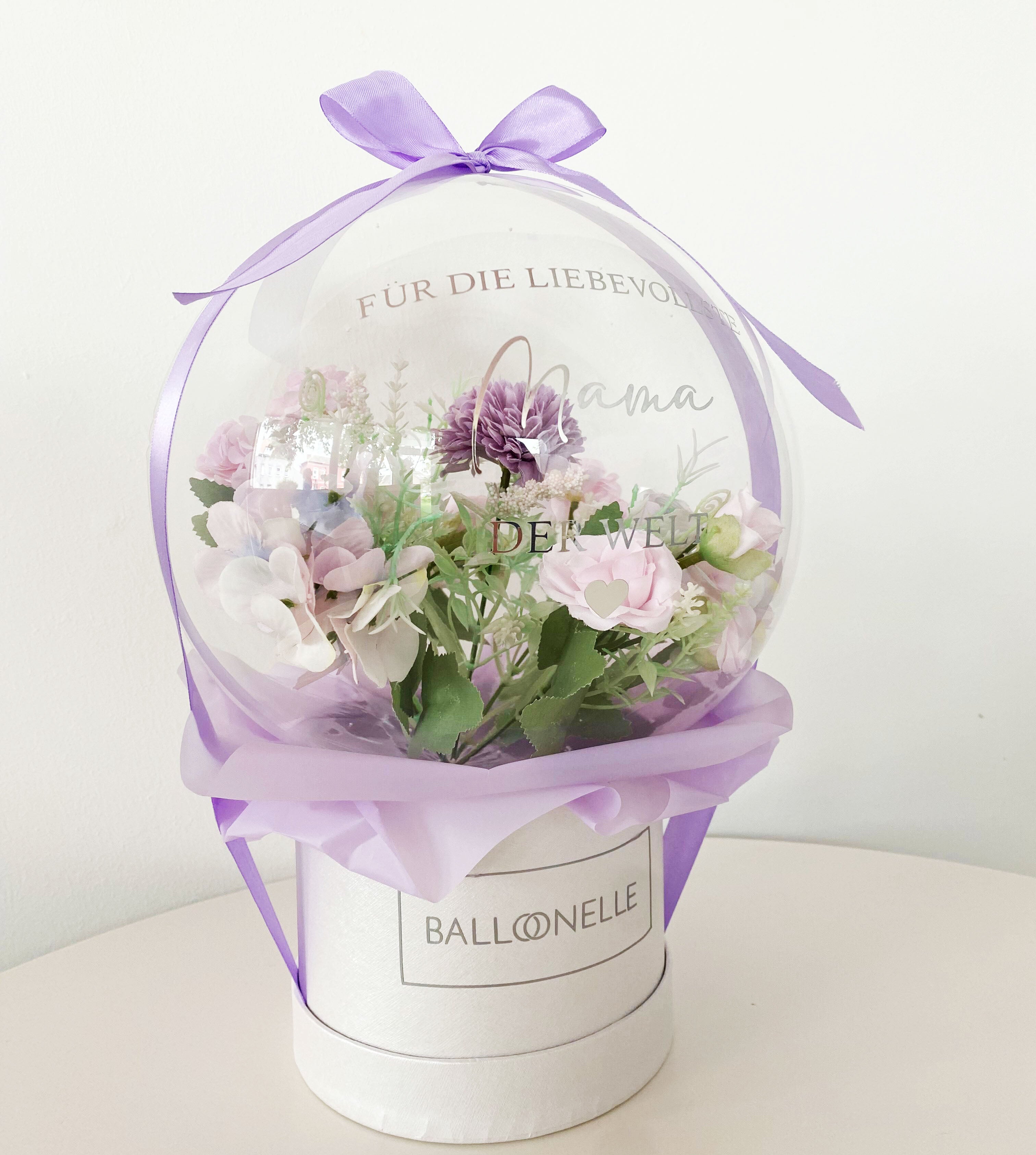 Ballon Flowerbox Personalisiert Violet Bloom