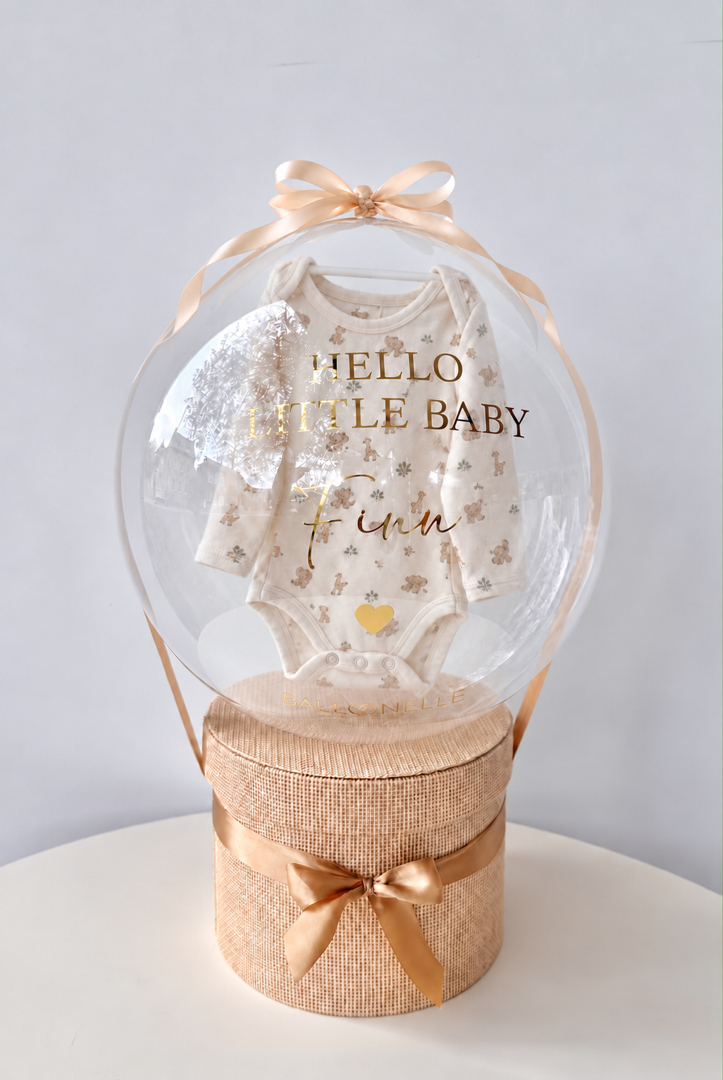 Ballon Baby-Geschenkset Personalisiert 8-teilig Baumwollstrick Safari