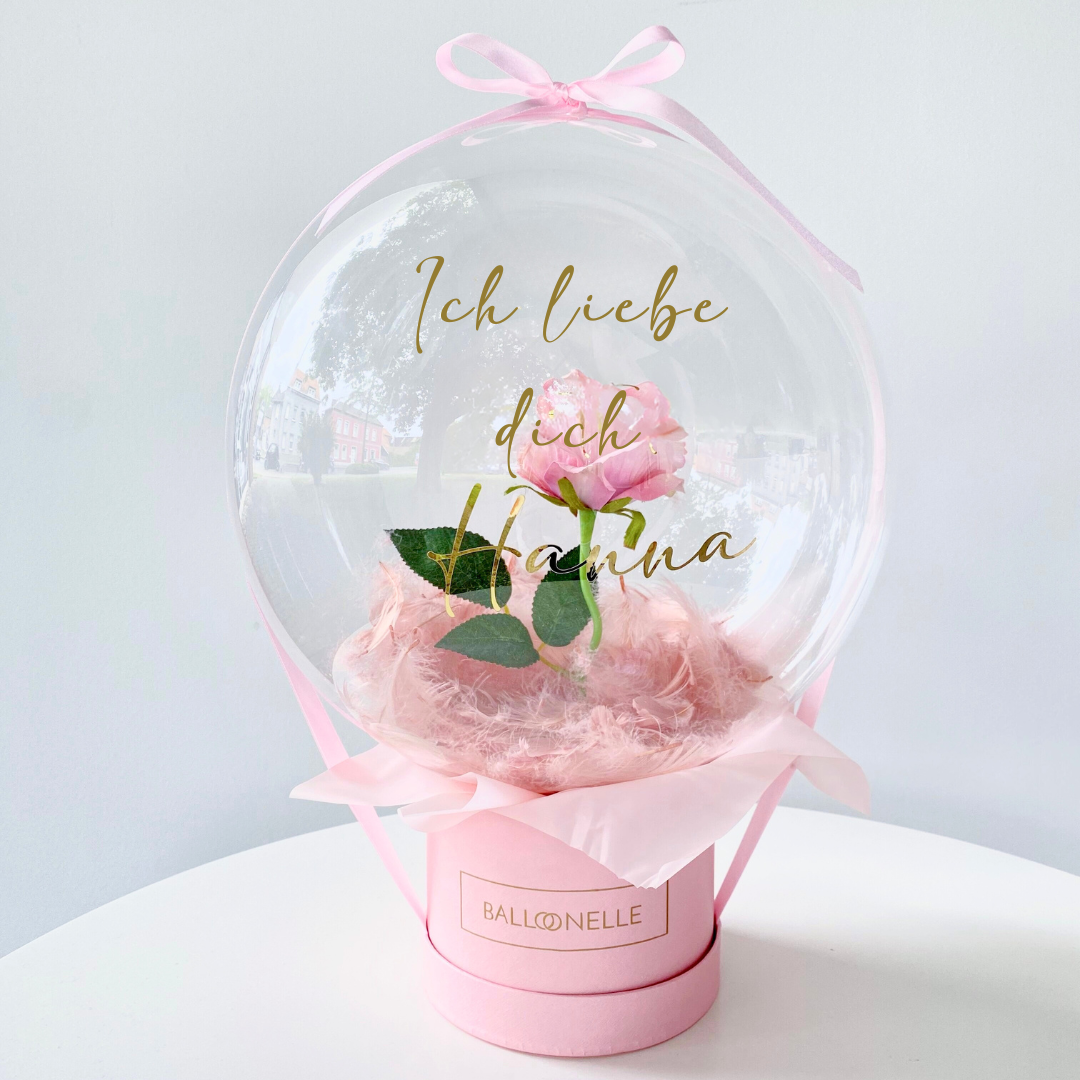 Ballon Flowerbox Personalisiert Rosa