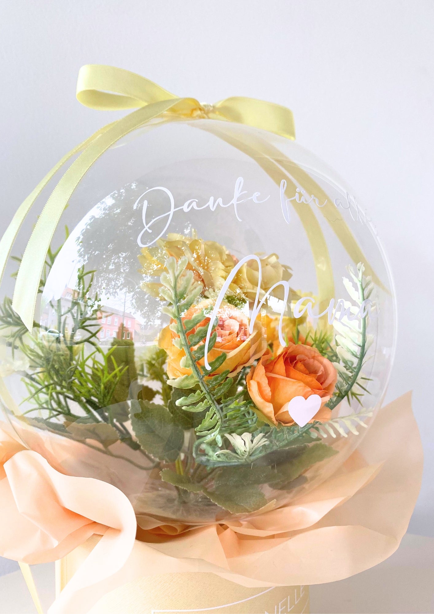 Ballon Flowerbox Personalisiert golden Bloom