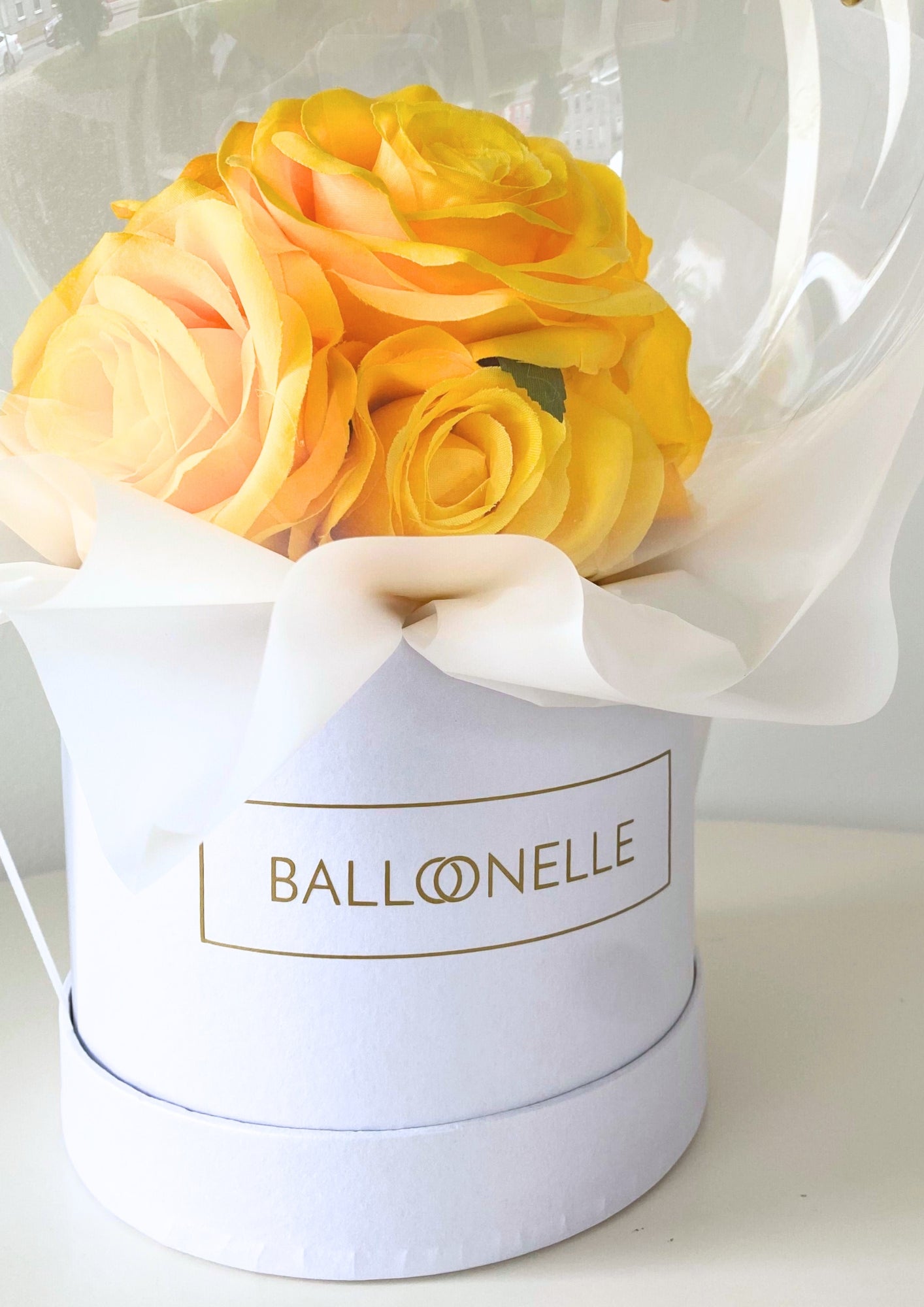 Ballon Flowerbox Personalisiert Gelbe Rosen
