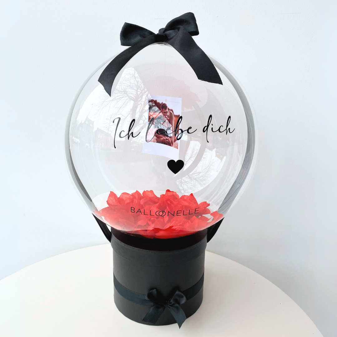 Personalisierte Ballon Rosenbox mit Foto Geschenk Valentinstag