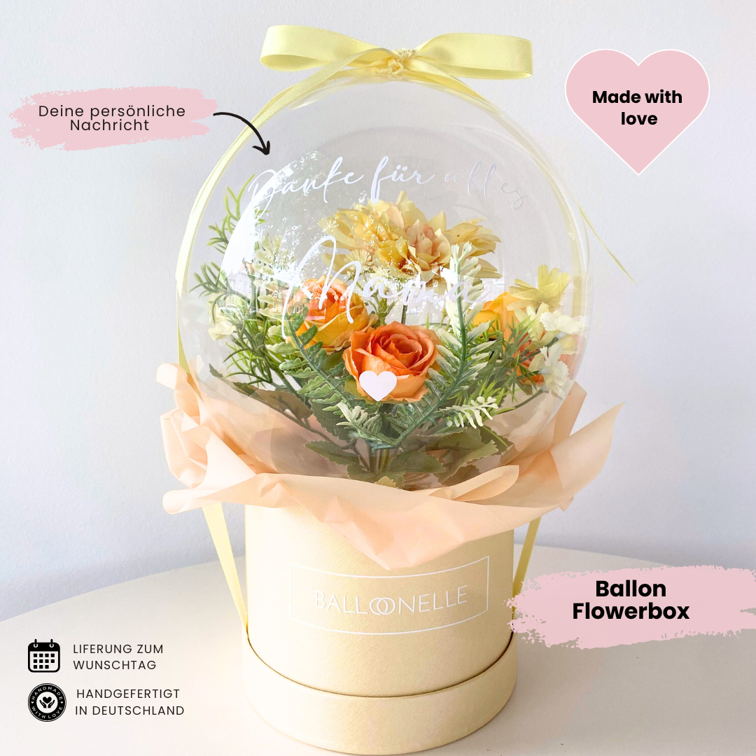 Ballon Flowerbox Personalisiert golden Bloom
