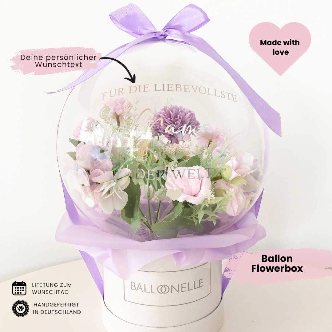 Ballon Flowerbox Personalisiert Violet Bloom