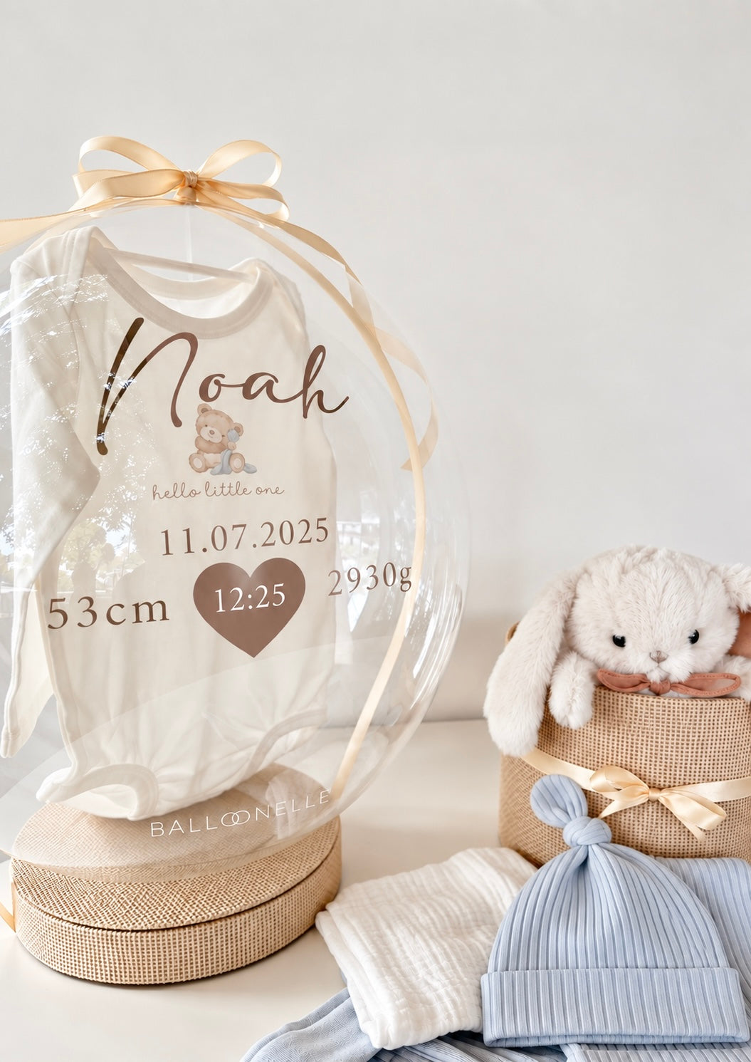 Ballon Baby-Geschenkset 7-teilig Hellblau Hello little one