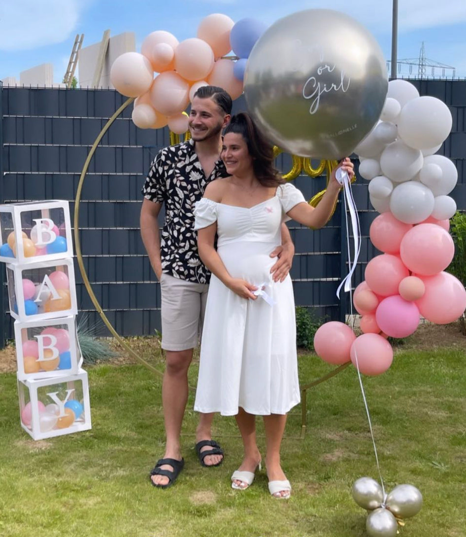 Boy or Girl Pop Up Ballon Weissgold (heliumgefüllt) Nur zur Abholung!