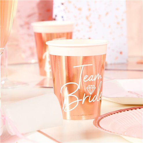 Team Bride Paper Cups - 250ml (8 stuks) Bachelorette