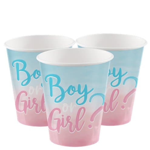 Gender Big Reveal Papier Becher (8 Stück) - BALLOONELLE