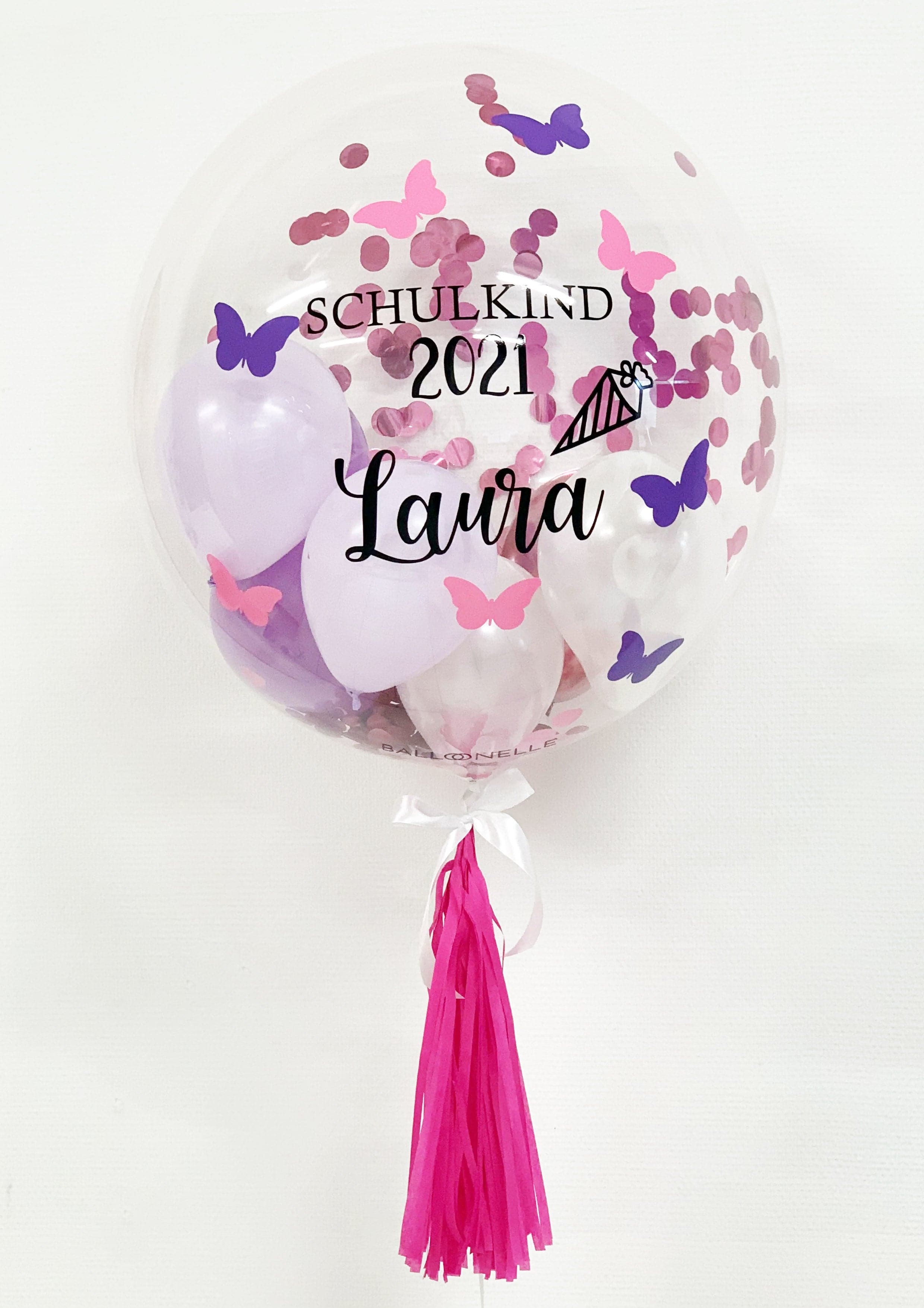 Schulkind Schmetterlinge Designer Ballon - BALLOONELLE