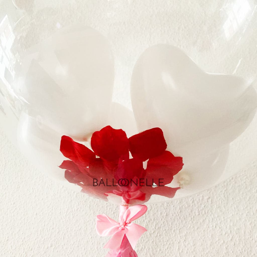 White Heart & Roses Designer Ballon - BALLOONELLE