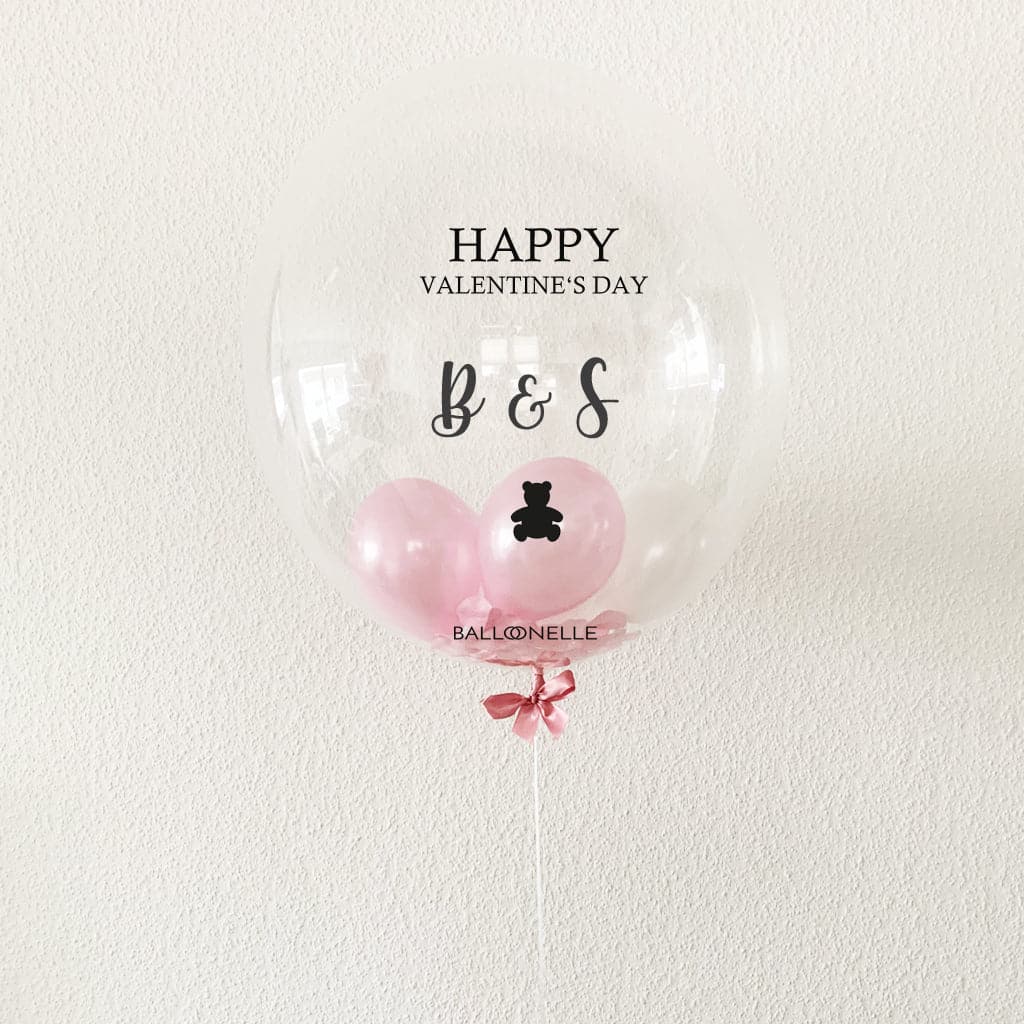 Valentine Rose & Teddy Designer Ballon - BALLOONELLE