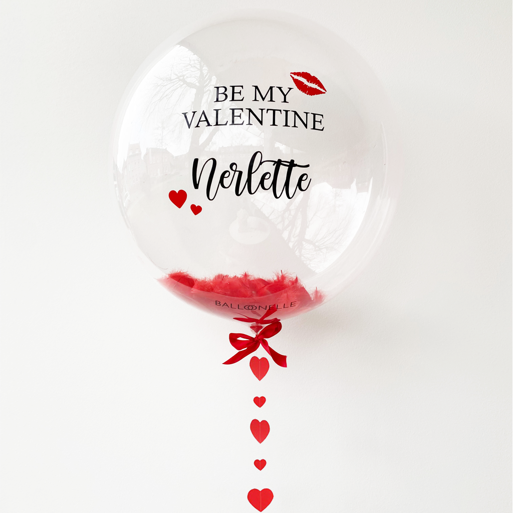 Be My Valentine Red Heart Designer Ballon - BALLOONELLE