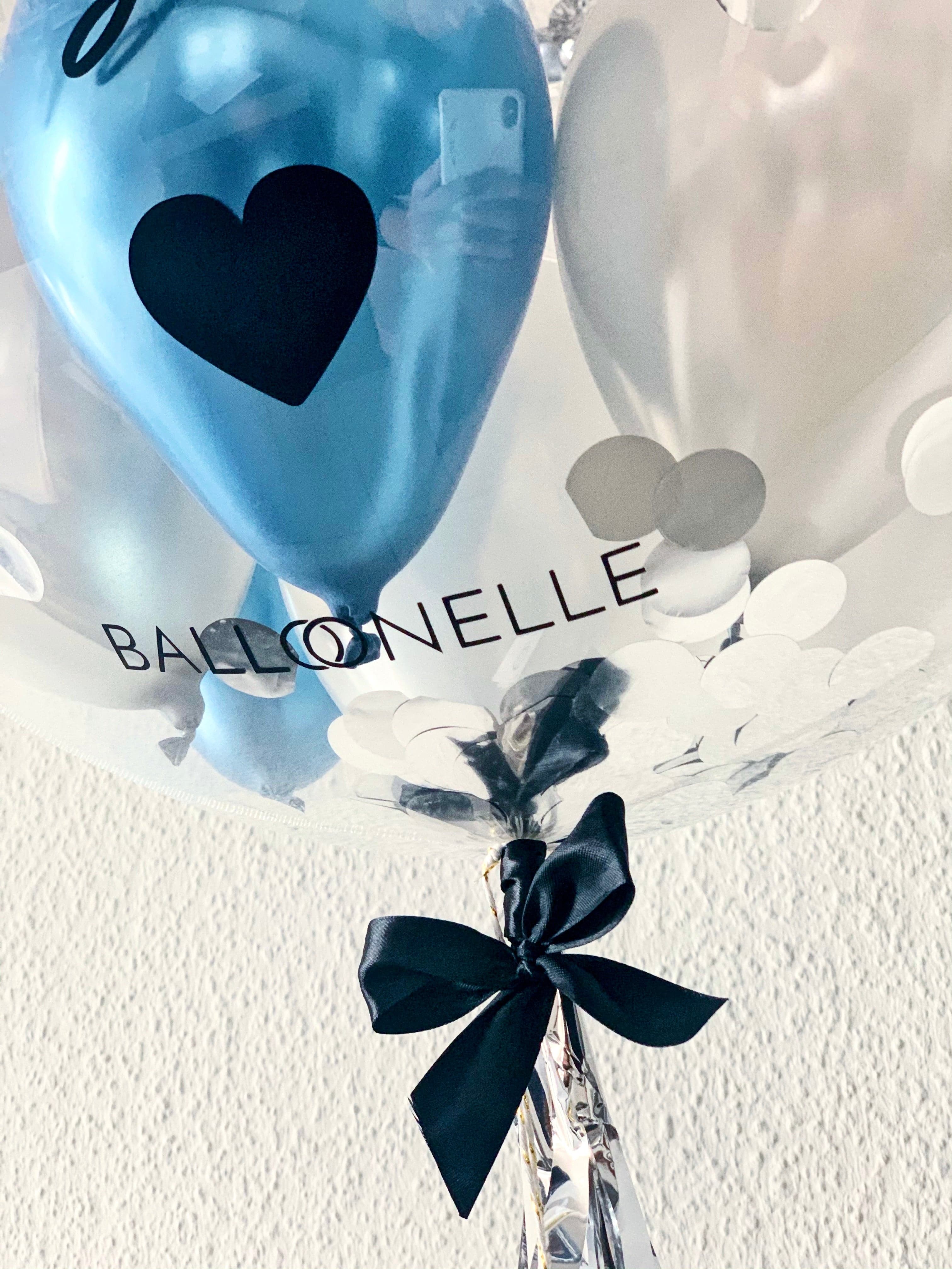 Blue Silver Love Designer Ballon - BALLOONELLE