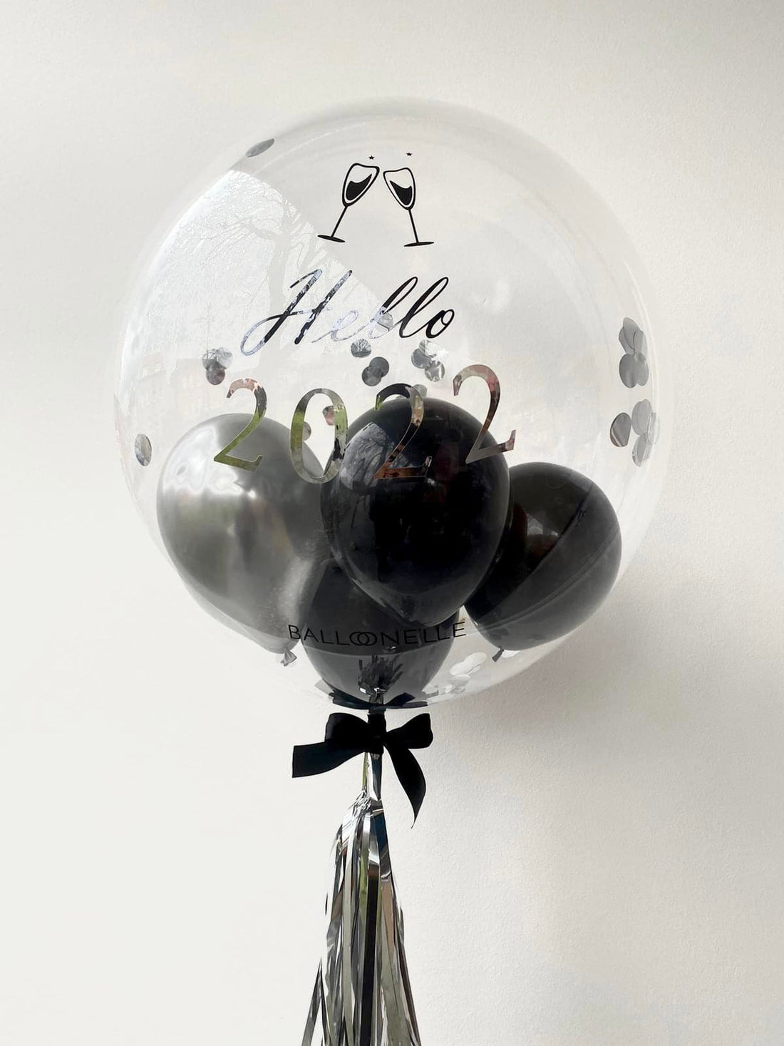 Silvester Silver Black Designer Ballon - BALLOONELLE