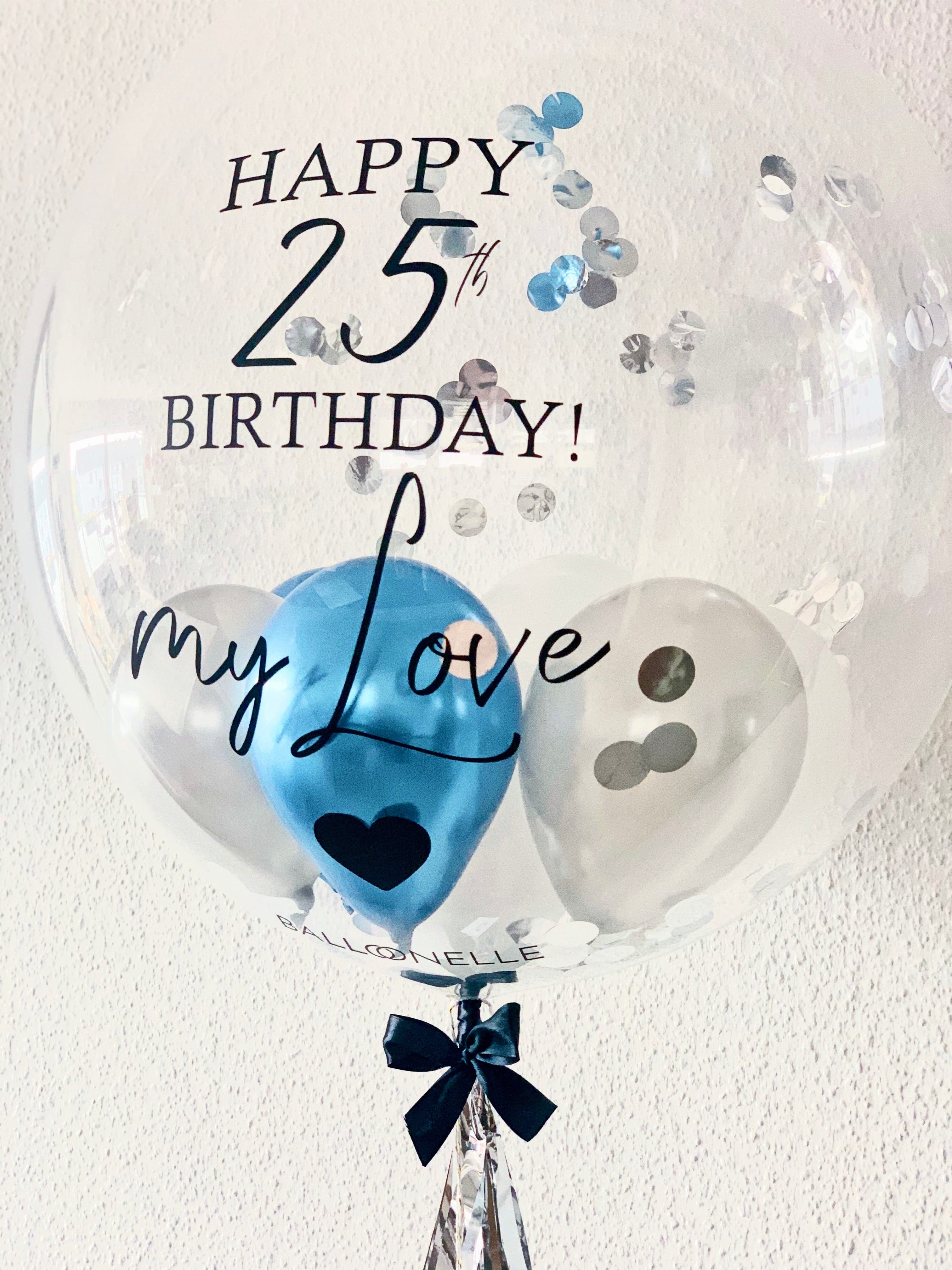 Blue Silver Love Designer Ballon - BALLOONELLE