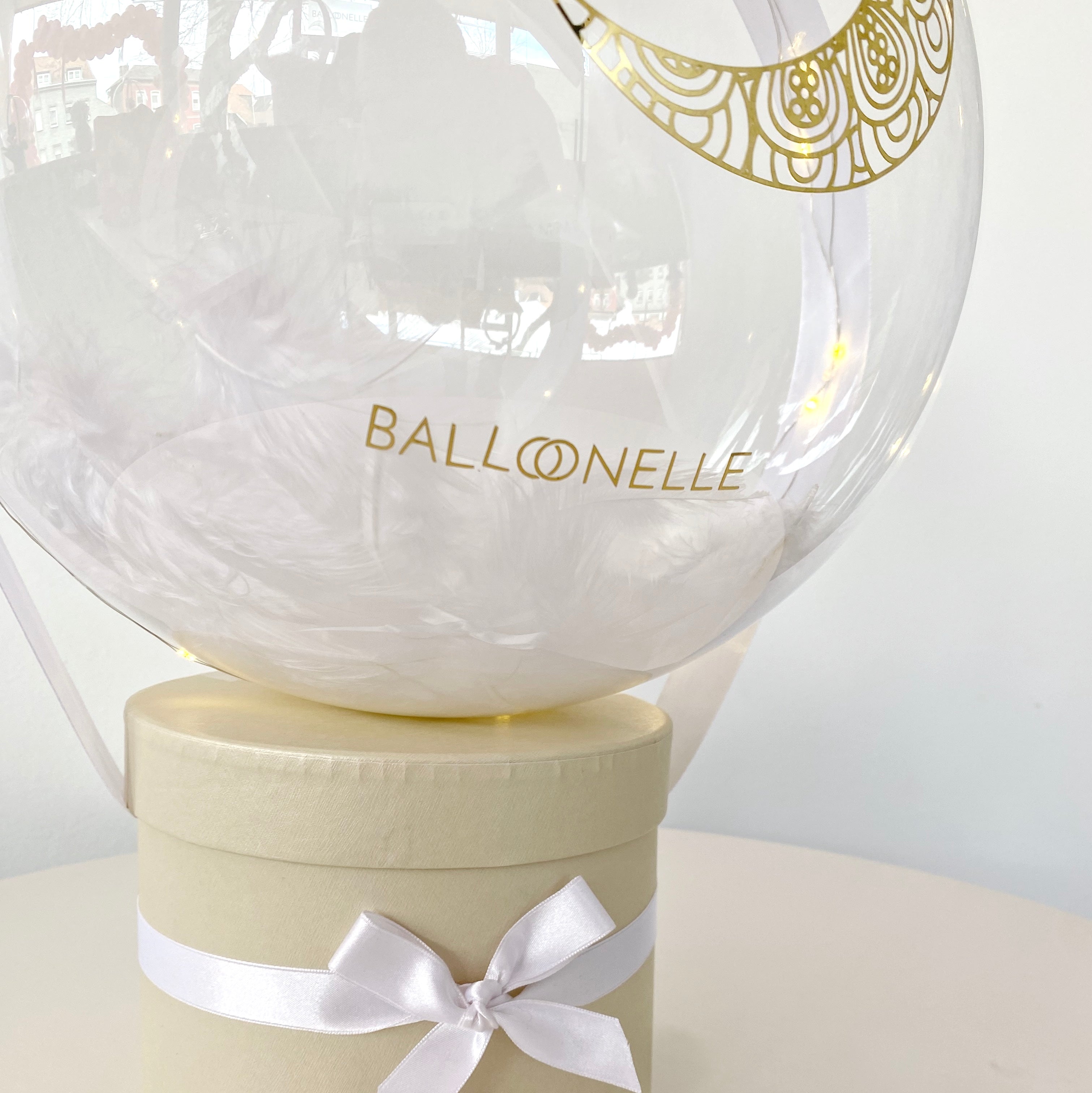 Personalisierte Ballon Ramadanbox mit Schoko Dattel &amp; Lichterkette