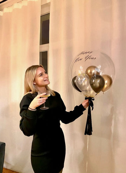 Happy New Year Gold Black Designer Ballon