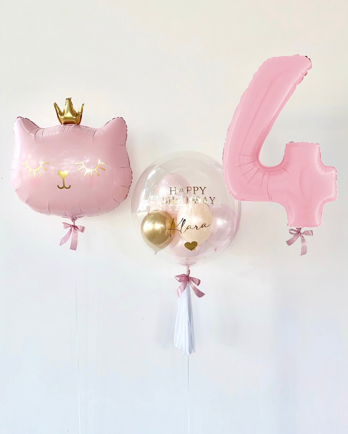 Cat Princess Ballon-Set Rosa zum Geburtstag (3-teilig) heliumgefüllt