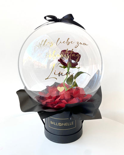 Ballon Flowerbox Personalisiert Rot-Schwarz