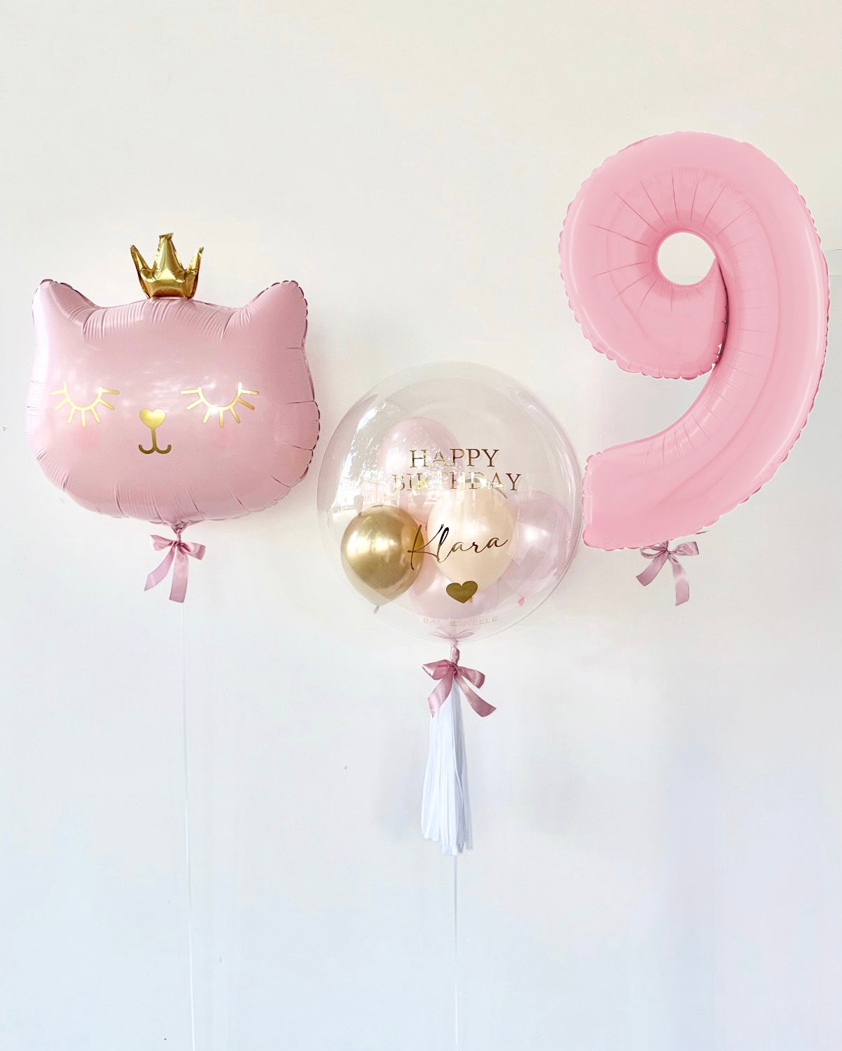 Cat Princess Ballon-Set Rosa zum Geburtstag (3-teilig) heliumgefüllt