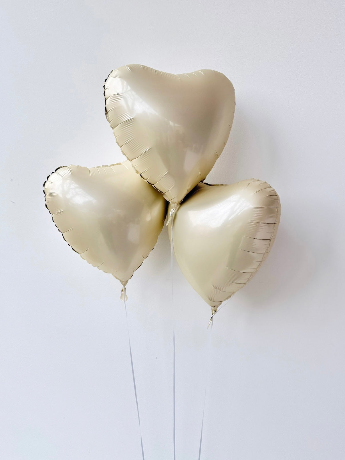 Herzballon Geschenk 3er-Set Herz Creme - heliumgefüllt