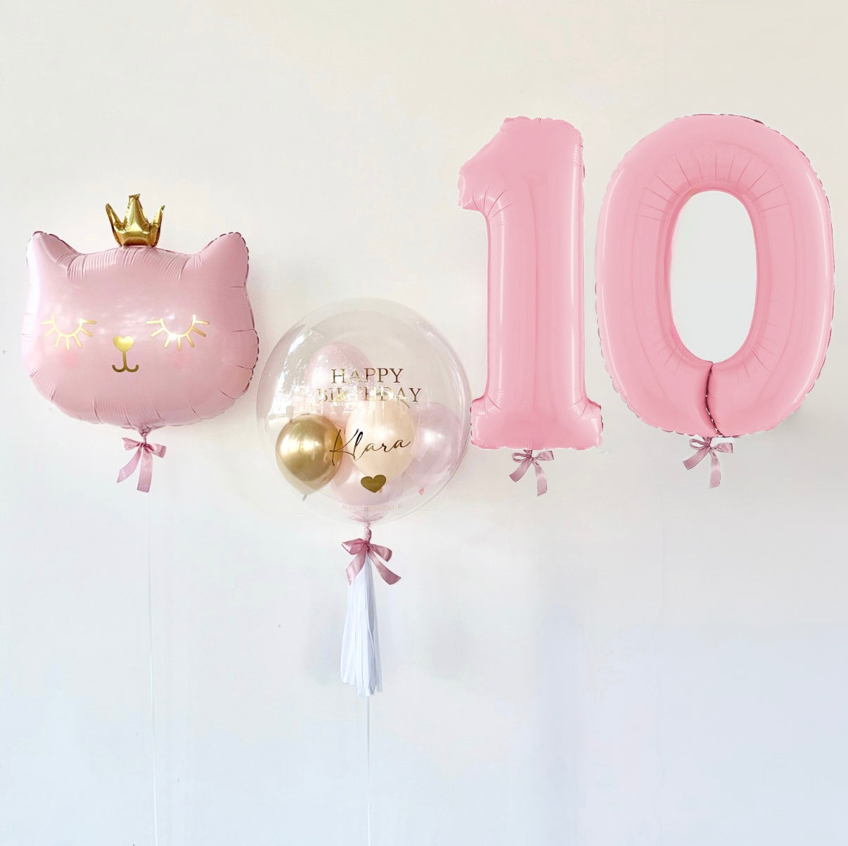 Cat Princess Ballon-Set Rosa zum Geburtstag (3-teilig) heliumgefüllt