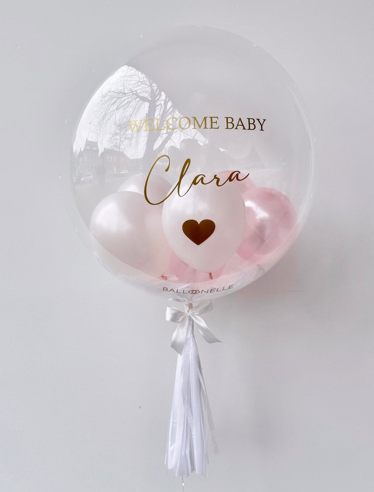 Welcome Baby Designer Ballon mit Lichterkette