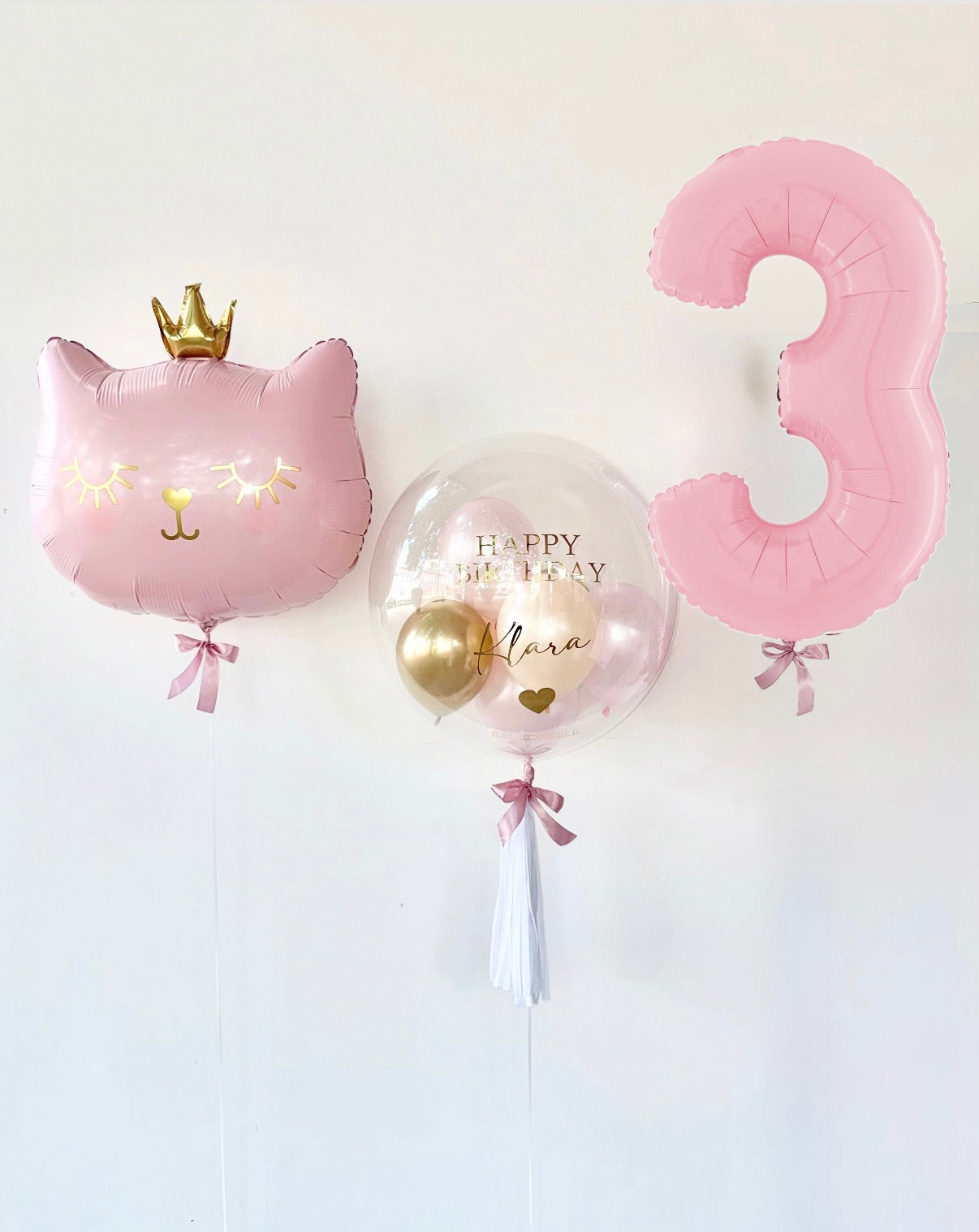 Cat Princess Ballon-Set Rosa zum Geburtstag (3-teilig) heliumgefüllt