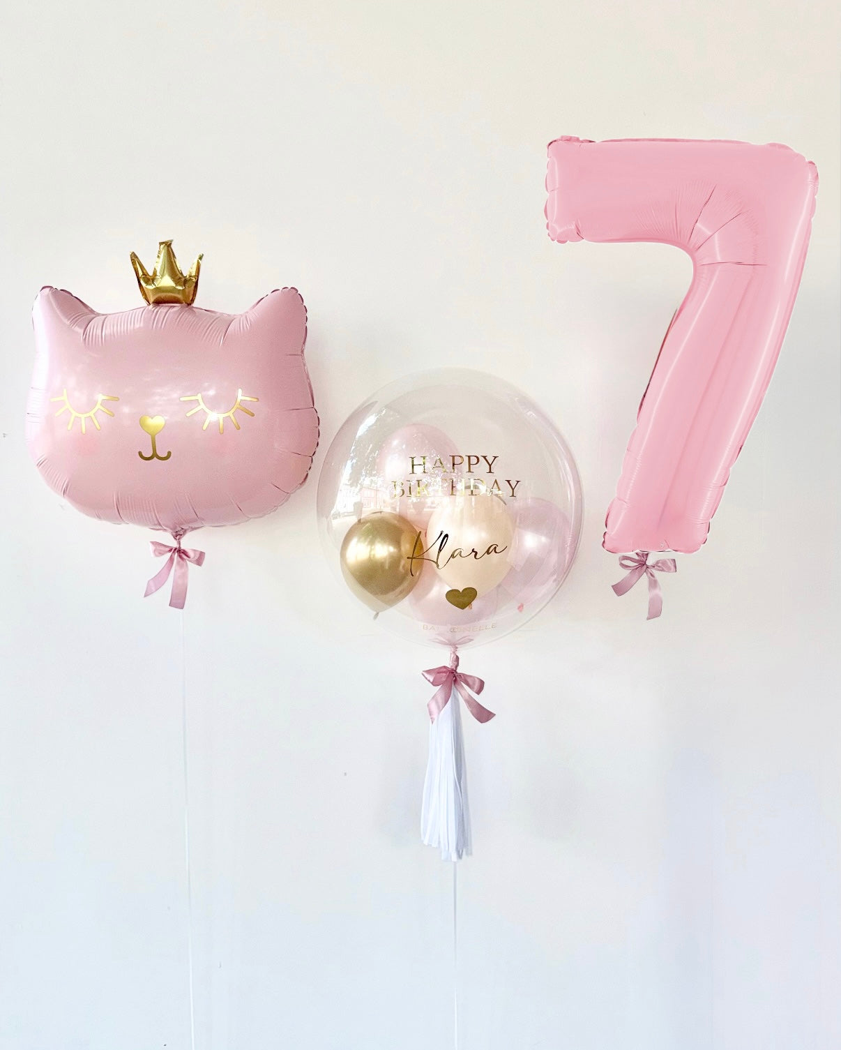 Cat Princess Ballon-Set Rosa zum Geburtstag (3-teilig) heliumgefüllt