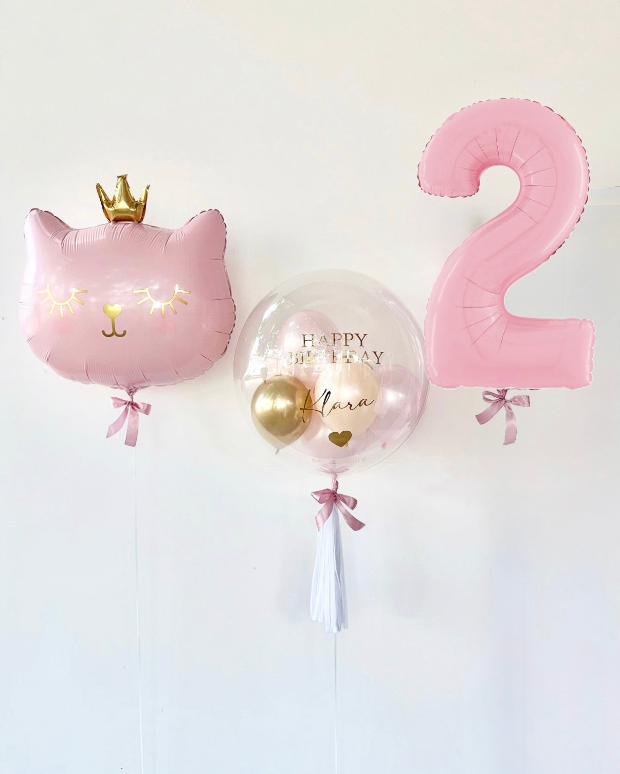 Cat Princess Ballon-Set Rosa zum Geburtstag (3-teilig) heliumgefüllt