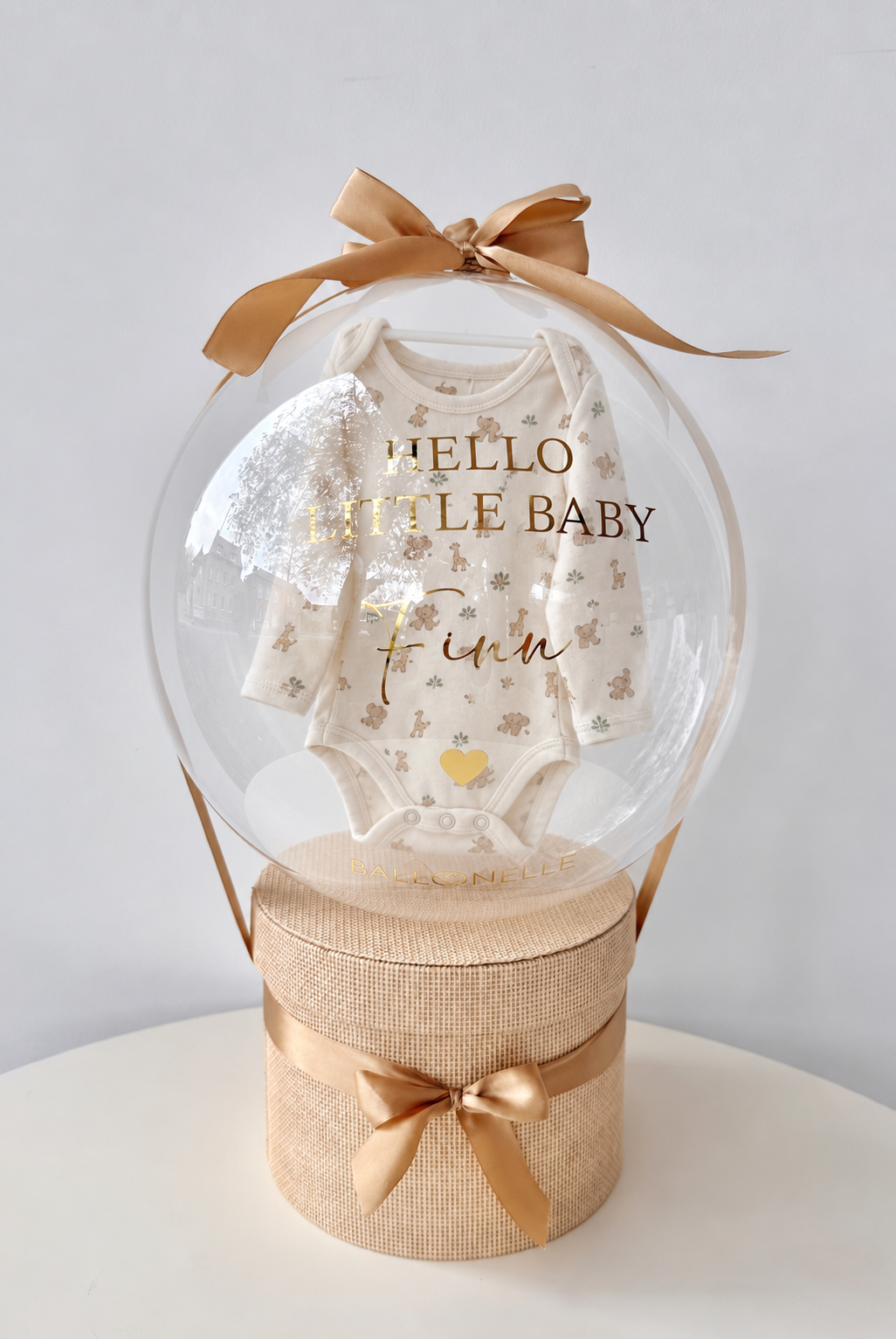 Ballon Baby-Geschenkset Personalisiert 8-teilig Baumwollstrick Safari
