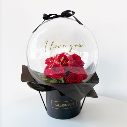 Ballon Flowerbox Personalisiert Rote Rosen