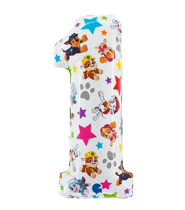 Folienballon Zahl Paw Patrol XL (ca.66 cm ) - heliumgefüllt