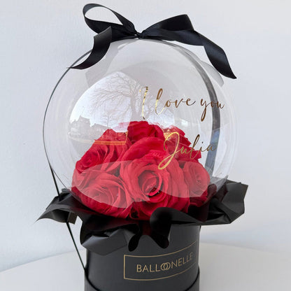 Ballon Flowerbox Personalisiert Rote Rosen