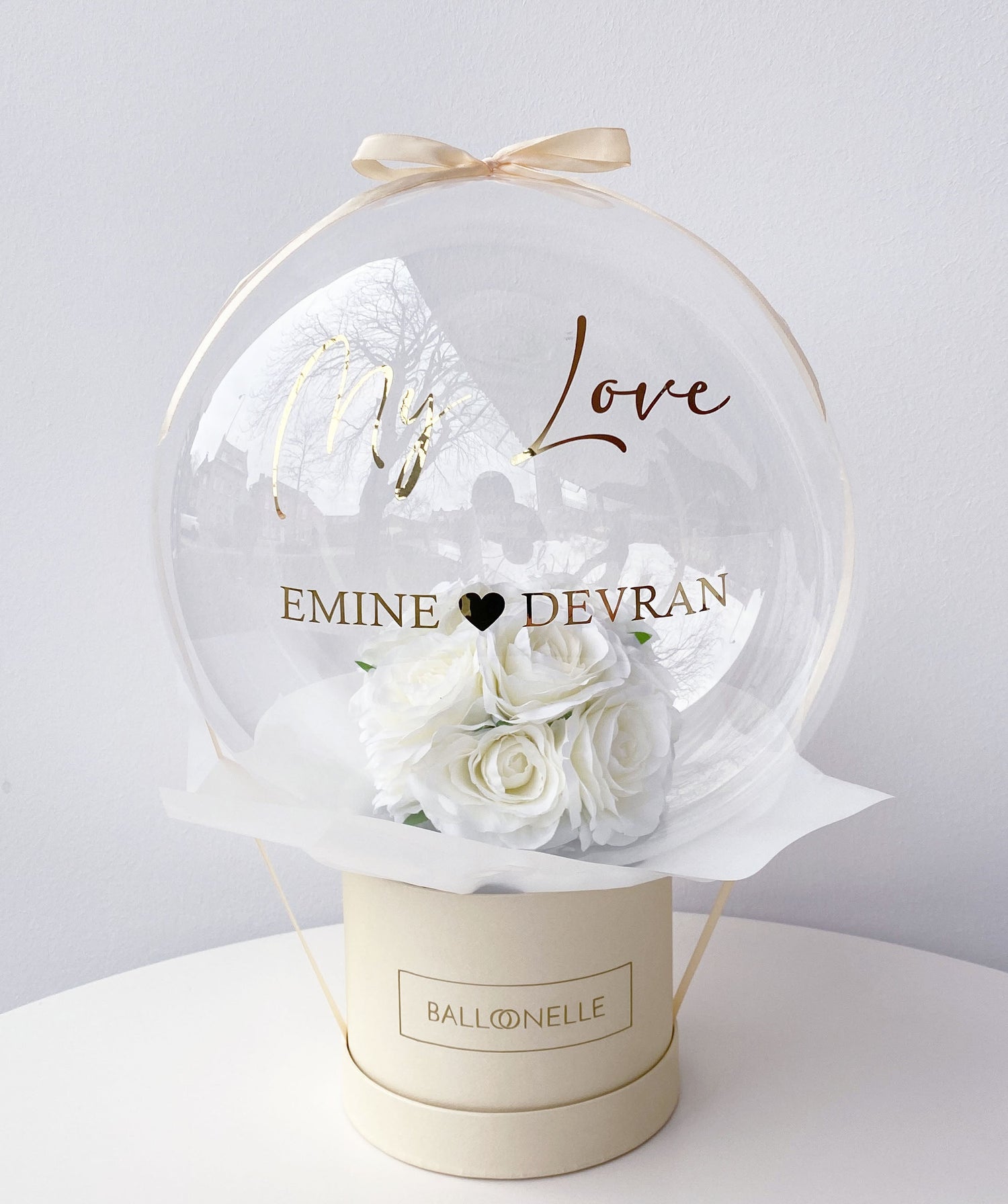 Ballon Flowerbox Personalsiert Beige Umrah/Haj/Ramadan/Eid