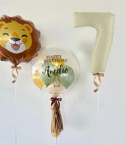 Ballon-Set Dschungel Safari Löwe zum ersten Geburtstag (3-teilig) heliumgefüllt