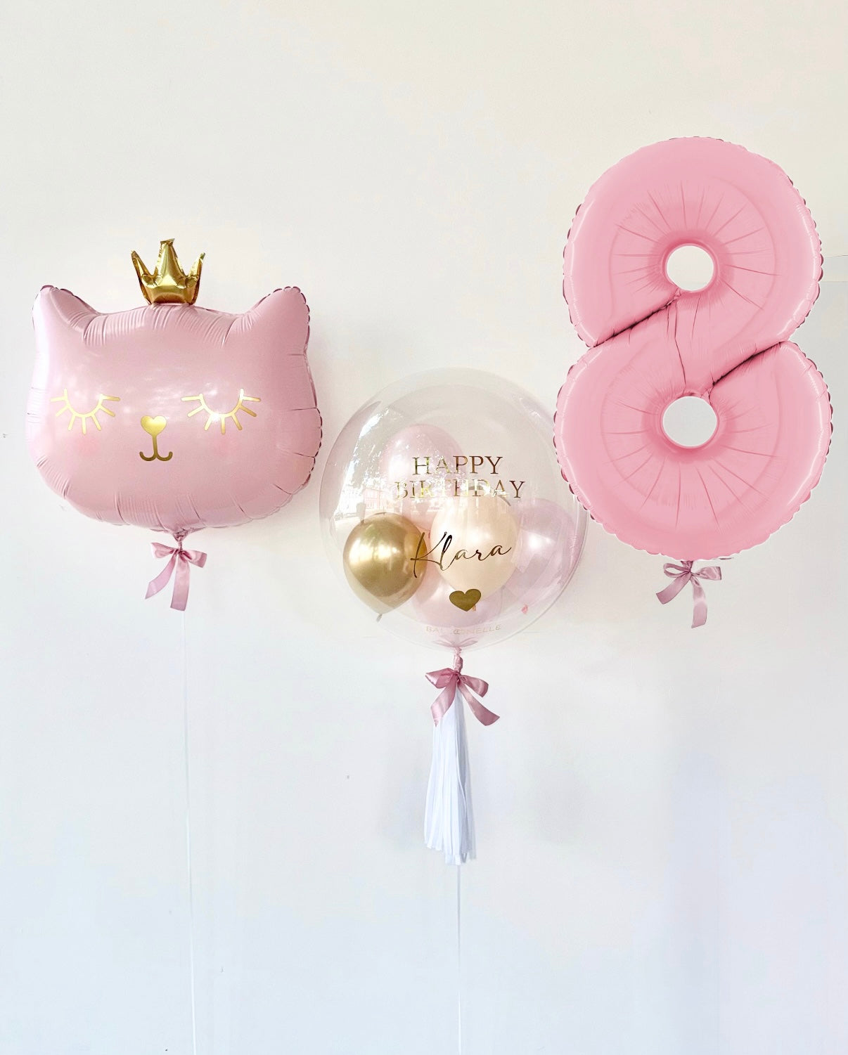 Cat Princess Ballon-Set Rosa zum Geburtstag (3-teilig) heliumgefüllt