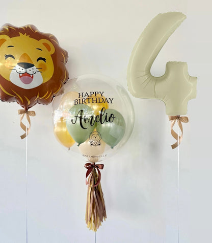 Ballon-Set Dschungel Safari Löwe zum ersten Geburtstag (3-teilig) heliumgefüllt