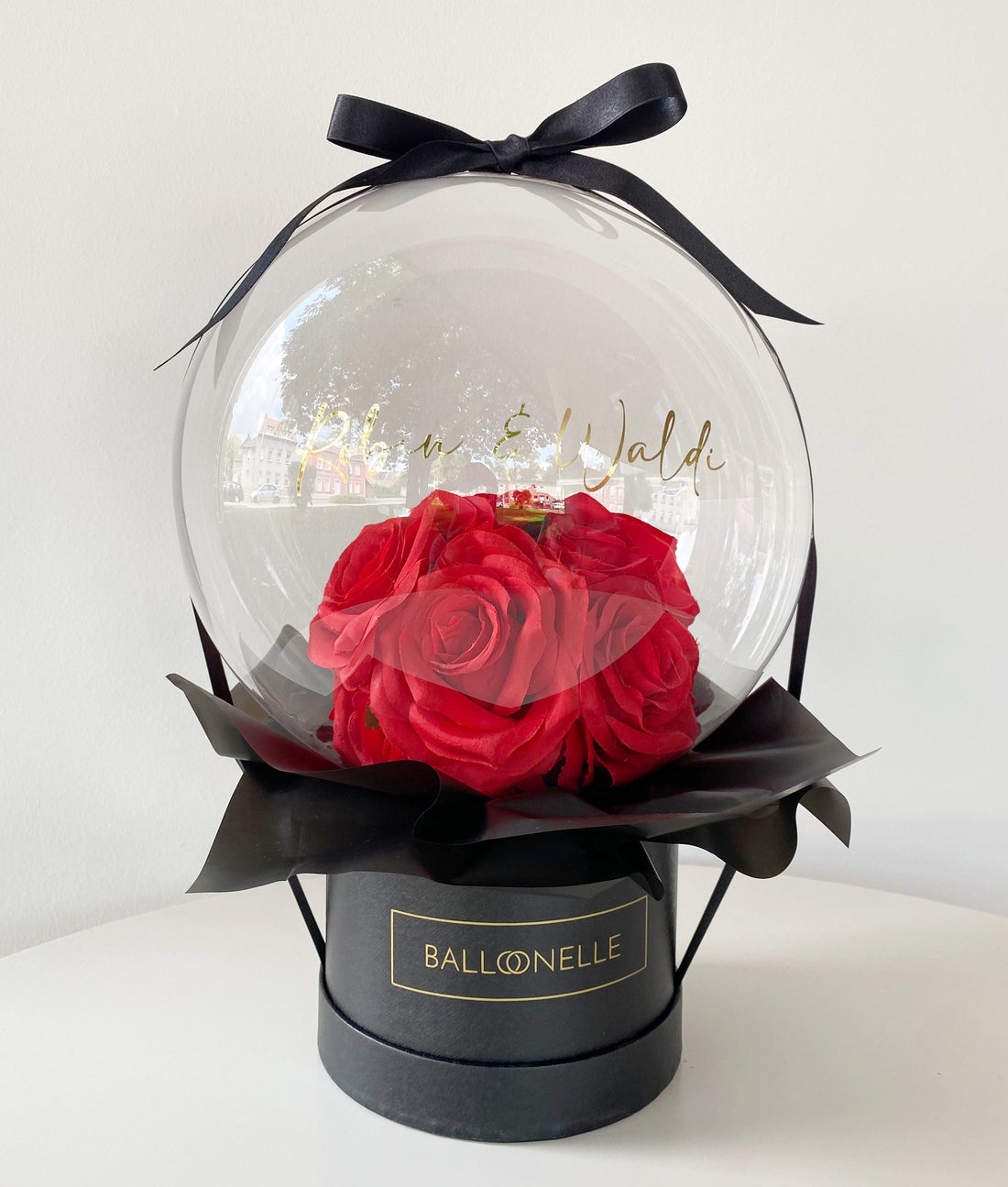 Ballon Flowerbox Personalisiert Rote Rosen