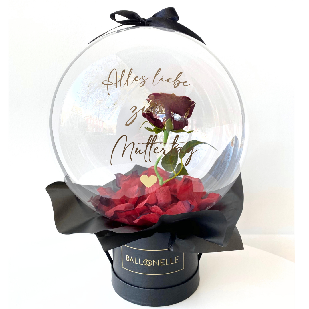 Ballon Flowerbox Personalisiert Rot-Schwarz