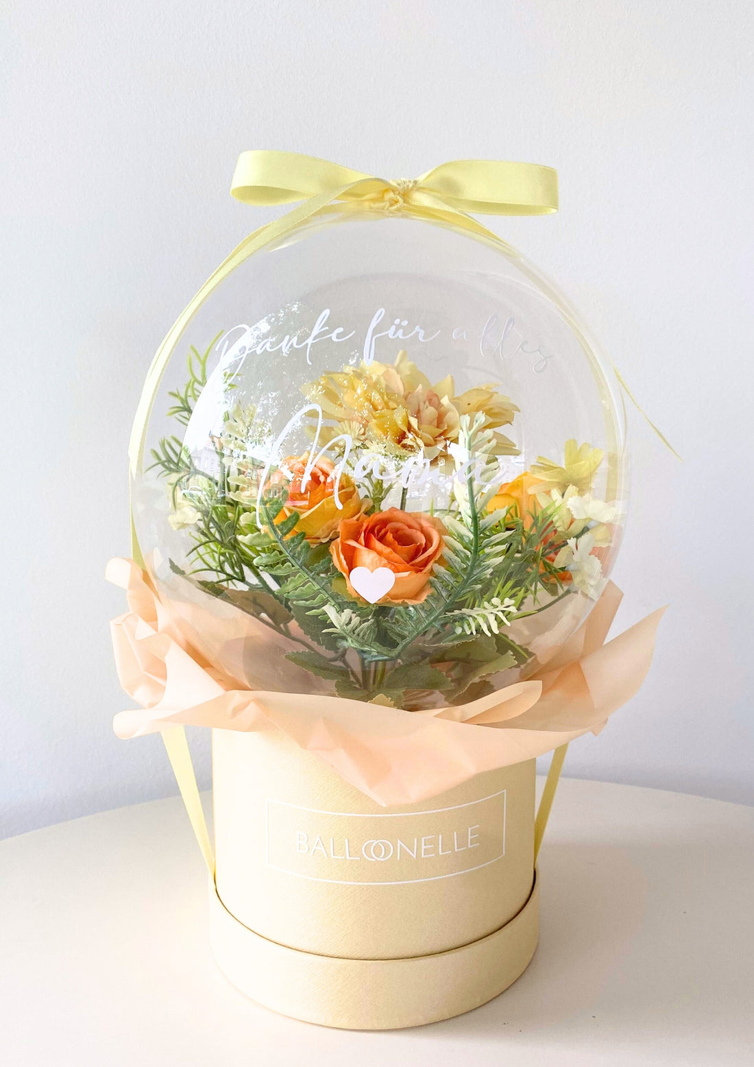 Ballon Flowerbox Personalisiert golden Bloom