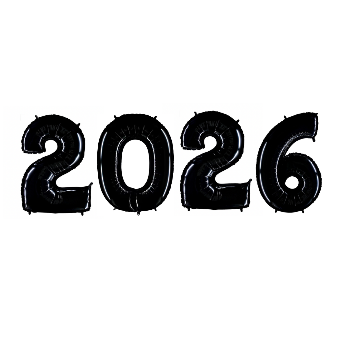 Folienballon Zahl 2026 New Year XXL (ca.120 cm ) - heliumgefüllt