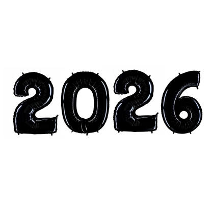 Folienballon Zahl 2026 New Year XXL (ca.120 cm ) - heliumgefüllt