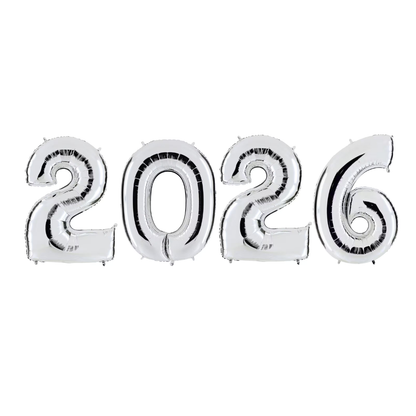 Folienballon Zahl 2026 New Year XXL (ca.120 cm ) - heliumgefüllt