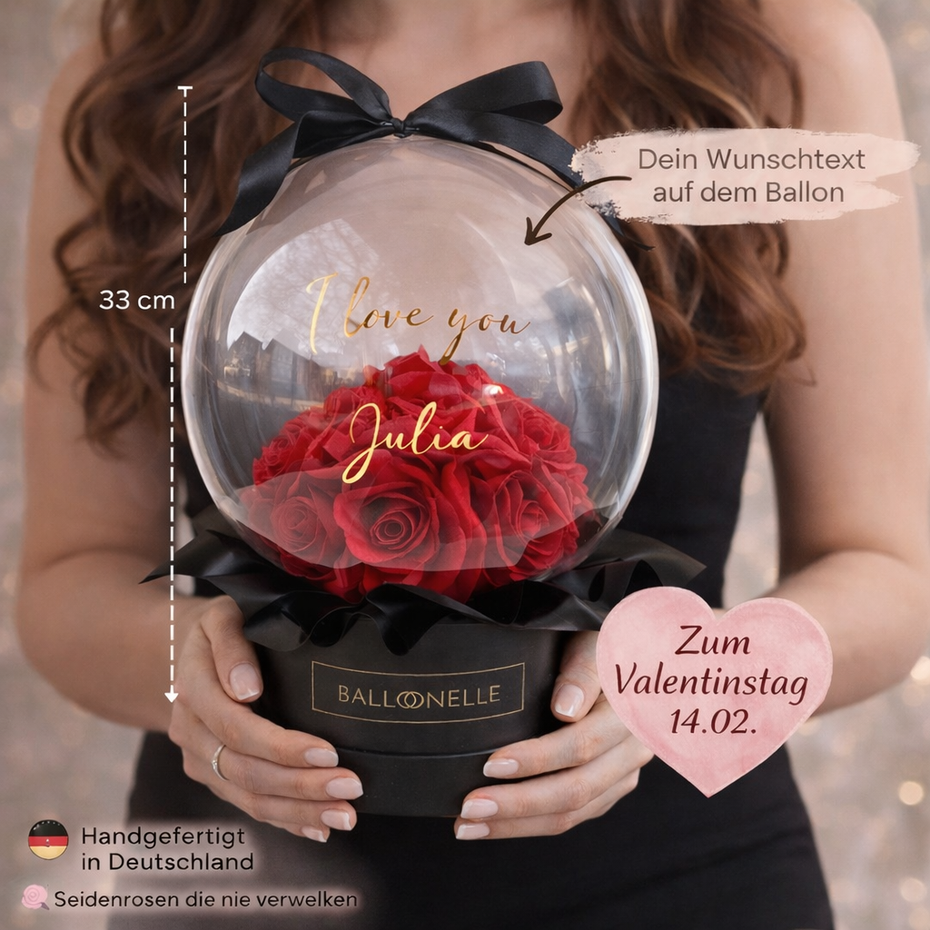 Ballon Flowerbox Personalisiert Rote Rosen