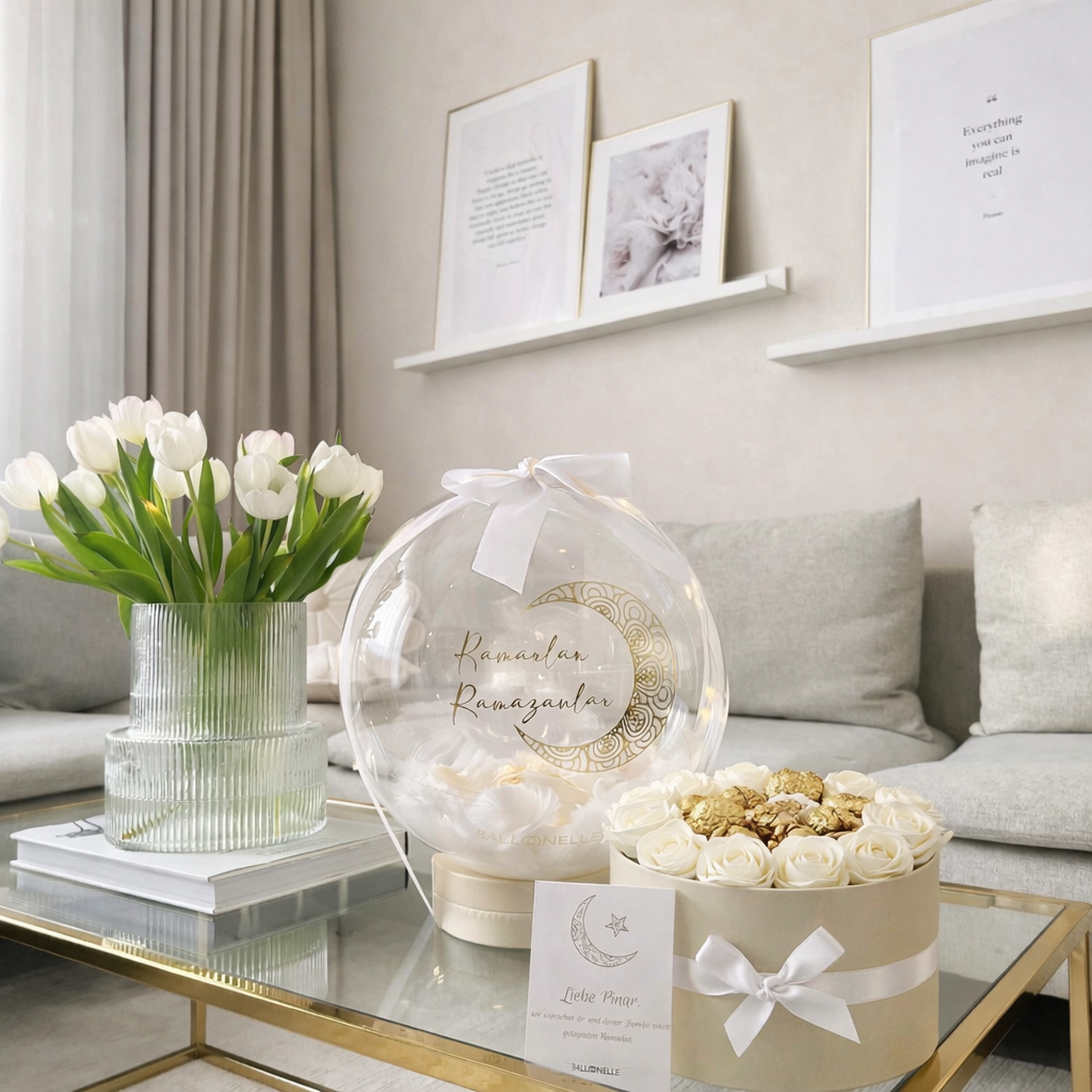 Personalisierte Ballon Ramadanbox zum Befüllen mit Lichterkette