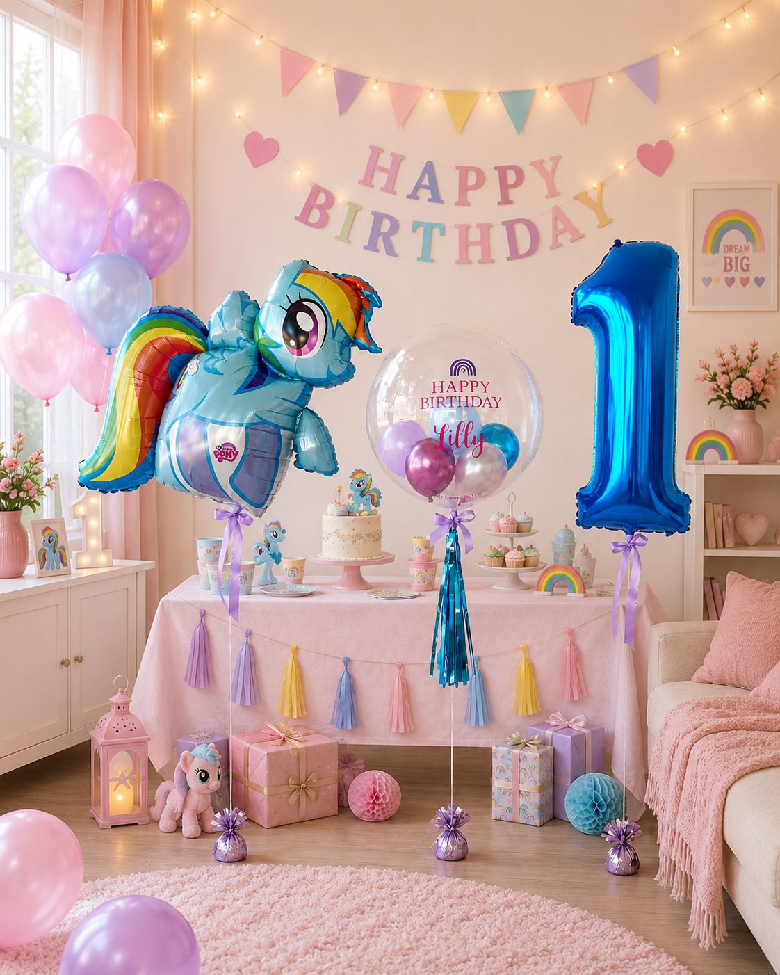My little Pony Ballon-Set zum Geburtstag (3-teilig) heliumgefüllt